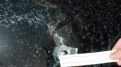 A bullit hole in a victim's vehicle window is shown in this photo in Fresno County, California, U.S., provided December 21, 2017.