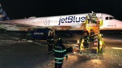 A JetBlue plane is seen at the Boston's Logan International Airport in Boston, Massachusetts, U.S., December 25, 2017 in this picture obtained from social media. Picture taken December 25, 2017.