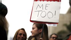 People participate in a "MeToo" protest march for survivors of sexual assault and their supporters in Hollywood, Los Angeles, California, U.S. on November 12, 2017.
