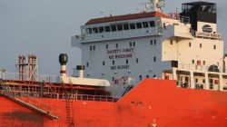 The Lighthouse Winmore, a Hong Kong-flagged vessel suspected of transferring oil to North Korea in defiance of international sanctions, is seen in the sea off Yeosu, South Korea December 29, 2017.