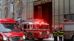 New York Fire Department crew respond after a fire broke out at Trump Tower in Manhattan, New York City, U.S. January 8, 2018.