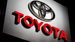 The Toyota logo is shown at the Los Angeles Auto Show in Los Angeles, California, U.S., November 30, 2017.