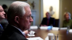 U.S. Attorney General Jeff Sessions listens as U.S. President Donald Trump holds a cabinet meeting at the White House in Washington, U.S., January 10, 2018.