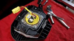 A recalled Takata airbag inflator is shown in Miami, Florida in this June 25, 2015 file photo.
