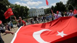 Turkish demonstrators rally against the coup attempt in Turkey at the White House in Washington, U.S., July 17, 2016.
