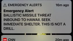 A screen capture from a Twitter account showing a missile warning for Hawaii, U.S., January 13, 2018 in this picture obtained from social media.