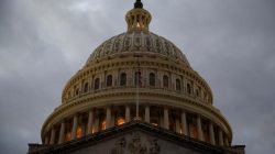 The U.S. Capitol building is lit at dusk ahead of planned votes on tax reform in Washington, U.S., December 18, 2017.