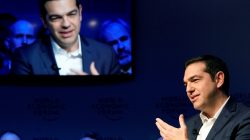 Greece's Prime Ministers Alexis Tsipras gestures as he speaks during the World Economic Forum (WEF) annual meeting in Davos, Switzerland January 24, 2018.