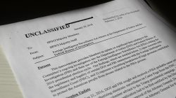 A copy of the formerly top secret classified memo written by House Intelligence Committee Republican staff and declassified for release by U.S. President Donald Trump is seen shortly after it was released by the committee in Washington, February 2, 2018