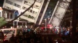 The aftermaths of earth quake are seen in Hualien, Taiwan, February 6, 2018, in this picture grab obtained from social media video.