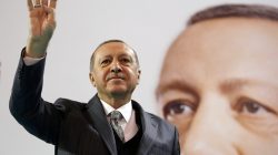 Turkish President Tayyip Erdogan greets his supporters during a meeting of the ruling AK Party in Corum, Turkey January 28, 2018.