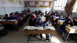 Students sit in a classroom at a school in Sahnaya, near Damascus Syria February 4, 2018. Picture taken February 4, 2018.