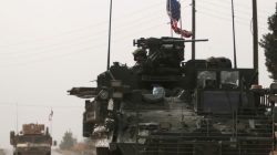 American army vehicles drive north of Manbij city, in Aleppo Governorate, Syria March 9, 2017.