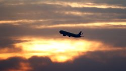 A plane is seen during sunrise at the international airport in Munich, Germany, January 9, 2018. REUTERS/Michaela Rehle - RC1E5B4C2870/File Photo