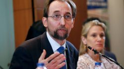 U.N. High Commissioner for Human Rights Zeid Ra'ad al-Hussein talks to reporters in Jakarta, Indonesia February 7, 2018. REUTERS/Beawihart