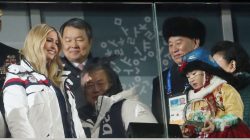 Pyeongchang 2018 Winter Olympics - Closing ceremony - Pyeongchang Olympic Stadium - Pyeongchang, South Korea - February 25, 2018 - Ivanka Trump (L to R), U.S. President Donald Trump's daughter and senior White House adviser, South Korean President Moon Jae-in and Kim Yong Chol of the North Korea delegation attend the closing ceremony. REUTERS/Lucy Nicholson