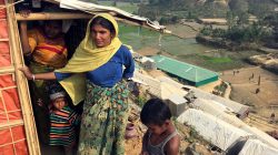 Rohingya refugee Arafa Begum, 40, stands outside her shack on a hillside in Chakmakul camp in southern Bangladesh, February 8, 2018. REUTERS/Andrew RC Marshall