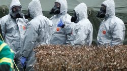 Soldiers wear protective clothing in Salisbury, Britain, March 11, 2018. REUTERS/Henry Nicholls