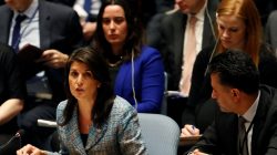 United States Ambassador to the United Nations Nikki Haley addresses the U.N. Security Council on Syria during a meeting of the Council at U.N. headquarters in New York, U.S., March 12, 2018. REUTERS/Mike Segar