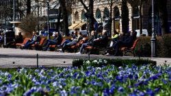 People enjoy a sunnny day at the Esplanade in Helsinki, Finland, May 3, 2017. REUTERS/Ints Kalnins