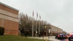 Law enforcement officers run towards Great Mills High School in Lexington Park, St. Mary's County, Maryland, U.S., March 20, 2018 in this still image obtained from social media video. Al Murray via REUTERS ATTENTION EDITORS - THIS IMAGE WAS PROVIDED BY A THIRD PARTY. NO RESALES. NO ARCHIVES. MANDATORY CREDIT: AL MURRAY