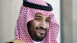 FILE PHOTO: Saudi Arabia's then Deputy Crown Prince Mohammed bin Salman reacts upon his arrival at the Elysee Palace in Paris, France, June 24, 2015. REUTERS/Charles Platiau/File Photo