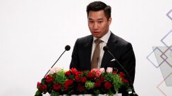 Alex Wong, U.S. deputy assistant secretary at the Bureau of East Asian and Pacific Affairs, speaks at American Chamber of Commerce (AmCham)’s yearly dinner event, in Taipei, Taiwan March 21, 2018. REUTERS/Tyrone Siu