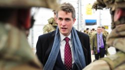 British Defence Secretary Gavin Williamson visits UK troops of the NATO Enhanced Forward Presence battle group at the military base in Tapa, Estonia March 25, 2018. REUTERS/Janis Laizans