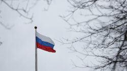 A Russian flag flies atop the Consulate General of the Russian Federation in Seattle, Washington, U.S., March 26, 2018. REUTERS/Lindsey Wasson