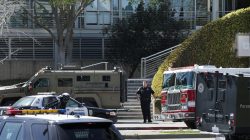 Police officers are seen at Youtube headquarters following an active shooter situation in San Bruno, California, U.S., April 3, 2018. REUTERS/Elijah Nouvelage
