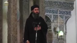 FILE PHOTO: A man purported to be the reclusive leader of the militant Islamic State Abu Bakr al-Baghdadi has made what would be his first public appearance at a mosque in the centre of Iraq's second city, Mosul, according to a video recording posted on the Internet on July 5, 2014, in this still image taken from video. REUTERS/Social Media Website via Reuters TV
