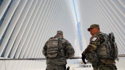 FILE PHOTO - Members of the U.S Army National Guard monitor the Oculus transportation hub ahead of the U.S presidential election in Manhattan, New York, U.S., November 7, 2016. REUTERS/Andrew Kelly