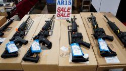 FILE PHOTO - AR-15 rifles are displayed for sale at the Guntoberfest gun show in Oaks, Pennsylvania, U.S., October 6, 2017. REUTERS/Joshua Roberts