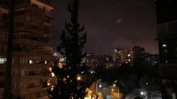 Anti-aircraft fire is seen over Damascus,Syria early April 14, 2018. REUTERS/Feras Makdesi