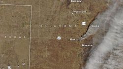 aerial view of fires burning in Oklahoma.