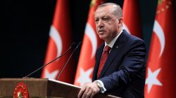 Turkish President Tayyip Erdogan addresses a news conference at the Presidential Palace in Ankara, Turkey, April 18, 2018. Murat Cetinmuhurdar/Presidential Palace/Handout via REUTERS