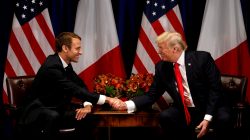 FILE PHOTO: U.S. President Donald Trump meets French President Emmanuel Macron in New York, U.S., September 18, 2017. REUTERS/Kevin Lamarque/File Photo