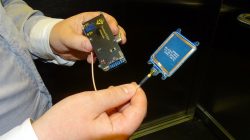 F-Secure researcher Timo Hirvonen shows a device that is able to create a master key out of a single hotel key card in Helsinki, Finland April 19, 2018. Picture taken April 19, 2018. REUTERS/Attila