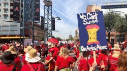 FILE PHOTO: Participants take part in a march in Phoenix, Arizona, U.S., April 26, 2018 in this picture obtained from social media. Christy Chavis/File Photo via REUTERS