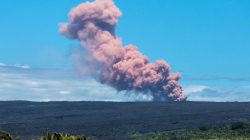 An ash cloud rises above Kilauea Volcano after it erupted, on Hawaii's Big Island May 3, 2018, in this photo obtained from social media. Janice Wei/via REUTERS
