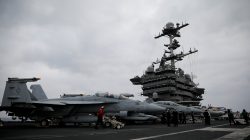 F/A-18 fighter jets are seen on the flight deck of the USS Harry S. Truman aircraft carrier in the eastern Mediterranean Sea, May 5, 2018. Picture taken May 5, 2018. REUTERS/Alkis Konstantinidis