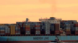 FILE PHOTO: The Maersk ship Adrian Maersk is seen as it departs from New York Harbor in New York City, U.S., June 27, 2017. REUTERS/Brendan McDermid/File Phot