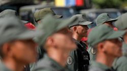 Soldiers stand in formation before the start of a ceremony to kick off the distribution of security forcers and voting materials to be used in the upcoming presidential elections, at Fort Tiuna military base in Caracas, Venezuela May 15, 2018. Pictures taken on May 15, 2018. REUTERS/Carlos Jasso