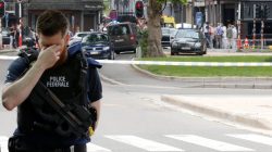 A police officer is seen on the scene of a shooting in Liege, Belgium, May 29, 2018. REUTERS/Francois Lenoir