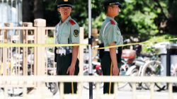 Paramilitary policemen take position near Beijing's Tiananmen Square, China June 4, 2018. REUTERS/Damir Sagolj