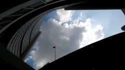 The flag of the International Atomic Energy Agency (IAEA) flutters in front of their headquarters in Vienna, Austria June 4, 2018. REUTERS/Leonhard Foeger