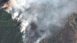 A satellite image shows the 416 Wildfire burning west of Highway 550 and northwest of Hermosa, Colorado, U.S., June 10, 2018. Satellite image ©2018 DigitalGlobe, a Maxar company /Handout via REUTERS