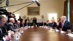 U.S. President Donald Trump participates in a Cabinet meeting, where he discussed immigration policy at the White House in Washington, U.S., June 20, 2018. REUTERS/Leah Millli