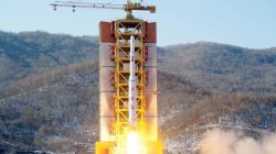 FILE PHOTO: A North Korean long-range rocket is launched into the air at the Sohae rocket launch site, North Korea, in this photo released by Kyodo February 7, 2016. Mandatory credit REUTERS/Kyodo