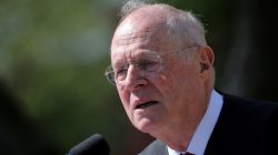 FILE PHOTO: Supreme Court Associate Justice Anthony Kennedy speaks during a swearing in ceremony for Judge Neil Gorsuch as an associate justice of the Supreme Court in the Rose Garden of the White House in Washington, DC, U.S., April 10, 2017. REUTERS/Carlos Barria/File Photo